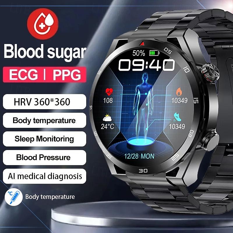 iMosi ET450 Smart Watch 1.39 inch Smartwatch Fitness Running Watch Bluetooth ECG+PPG Temperature Monitoring Pedometer Compatible with Android iOS Women Men Long Standby Hands-Free Calls Waterproof IP