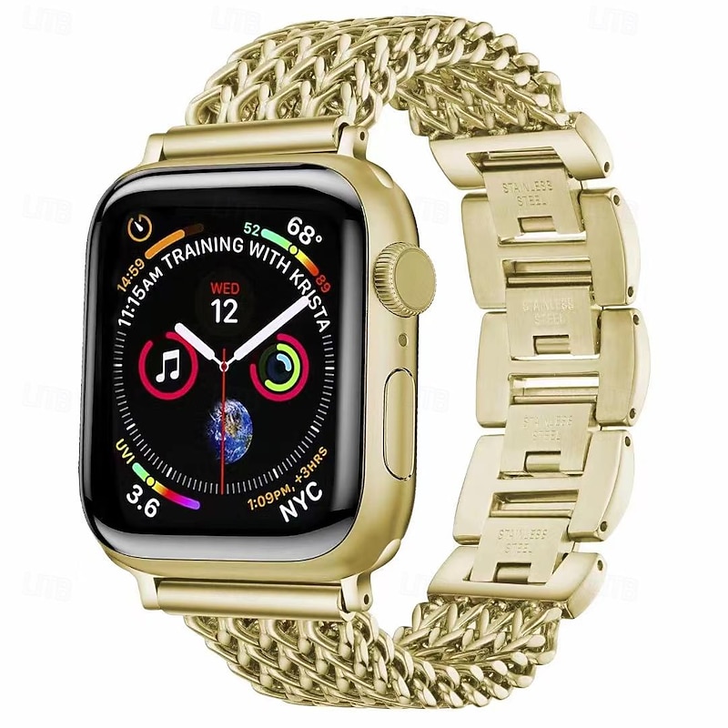 Sport Band Compatible with Apple Watch band 38mm 40mm 41mm 42mm 44mm 45mm 49mm Metal Clasp Luxury Adjustable Stainless Steel Strap Replacement Wristband for iwatch Ultra 2 Series 9 8 7 SE 6 5 4 3 2 14