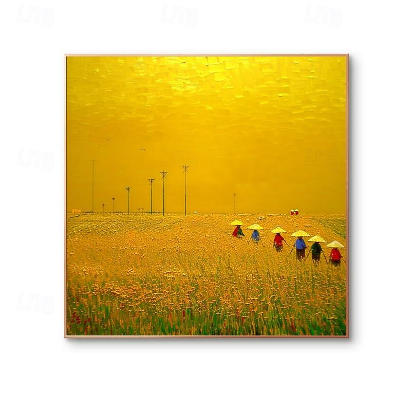 Van Gogh Style Golden Wheat Field Harvest Hand-painted Decorative Painting Modern Abstract Home Decor Gift Stretched Frame Ready to Hang or Unframed3