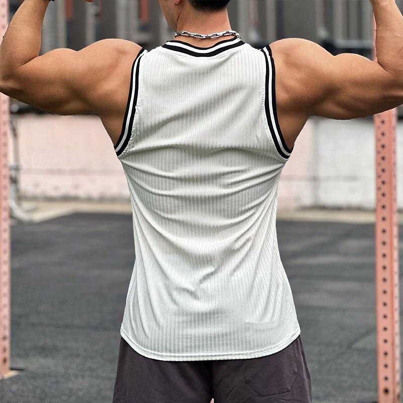 Men's Workout Tank Top Running Tank Top Gym Tank Top Patchwork Sleeveless Vest / Gilet Casual Athleisure Solid Colored Quick Dry Soft Breathable Gym Workout Walking Jogging Sportswear Activewear