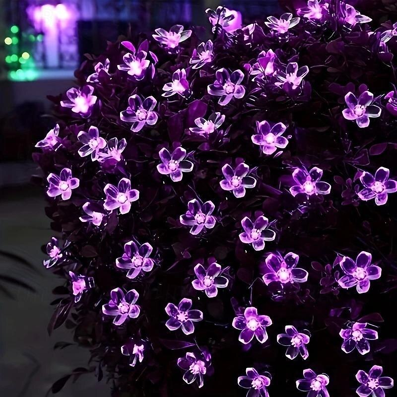 Elegant Wedding Reception Party Solar String Lights, Flower String Lights 33 Ft 100LED 8 Modes Wedding Party Purple Lights for Christmas Indoor Outdoor Bedroom Birthday Decorations2