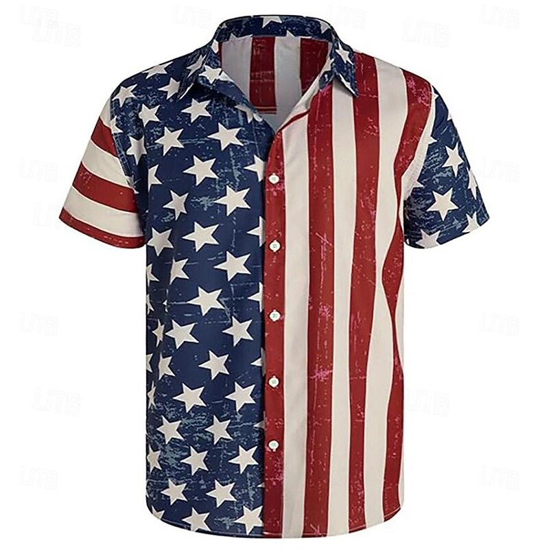 Independence Day July 4 USA Flag Manga Hawaii Shirts Back To School 3D USA Flag Harajuku Graphic Kawaii For Men's Adults' Masquerade 4th of July Back To School 3D Print Festival4