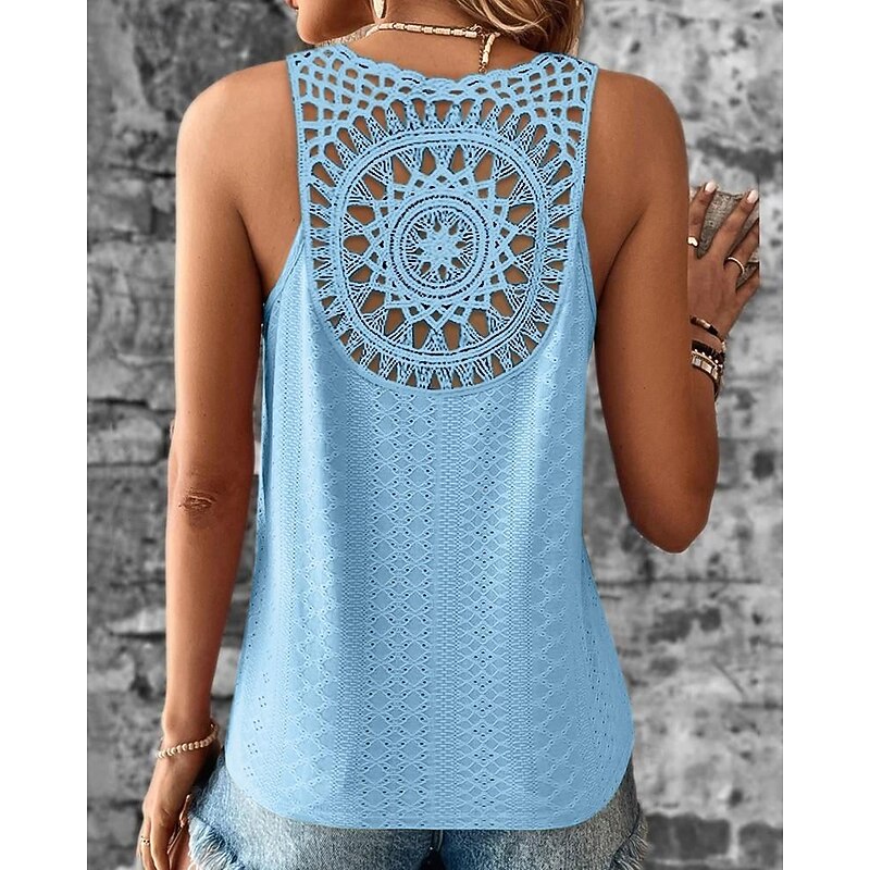 Women's Camisole Tank Top White Pink Blue Plain Cut Out Street Daily Fashion V Neck Regular Fit S