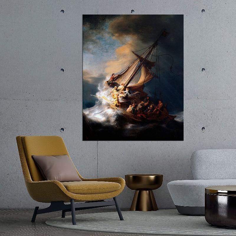 Storm oil painting Hand painted Rembrant - Christ in the Storm on the Sea of Galilee oil painting  Rembrant - Christ painting for Room decor Apartment decor Entryway decor Dorm room decor Seascape art4