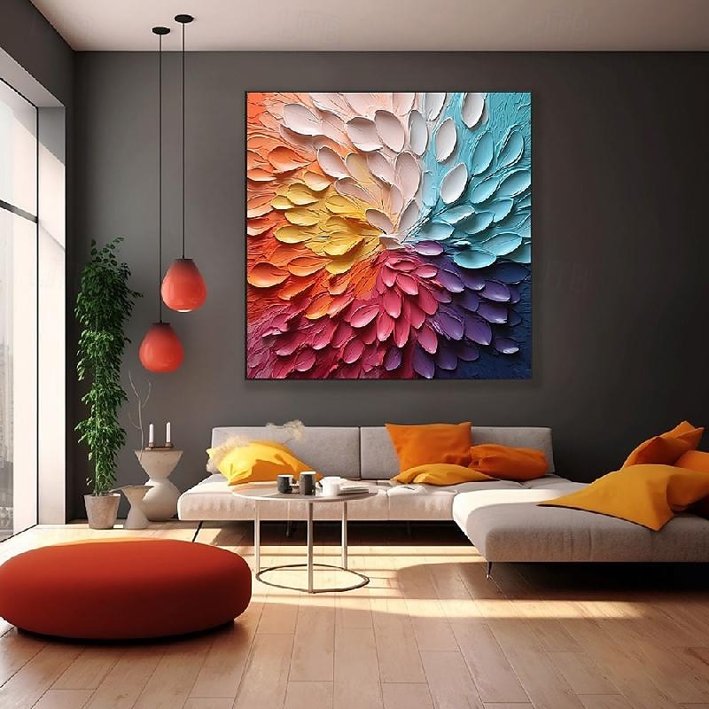 Original Textured Flower Oil Painting On Canvas Large Wall Art Abstract Minimalist Art Custom Painting Colorful Wall Decor Living Room Art3