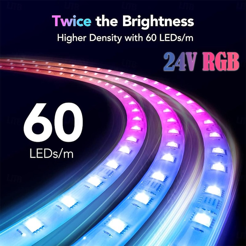 RGB LED Strip Lights Kit, High Brightness 7m 3.5m Strip Lights without Voltage Drop, Samrt WIFI or Bluetooth Controller Music Synchronization Control APP Control Suitable for Family Atmosphere Festivals Music Party3