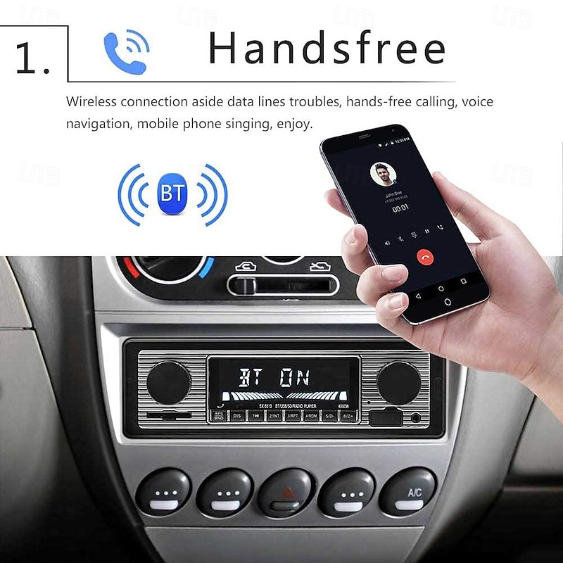 Car Stereo Bluetooth Vintage Car Radio MP3 Player Stereo USB for AUX Classic Car Stereo Audio Silver Black3