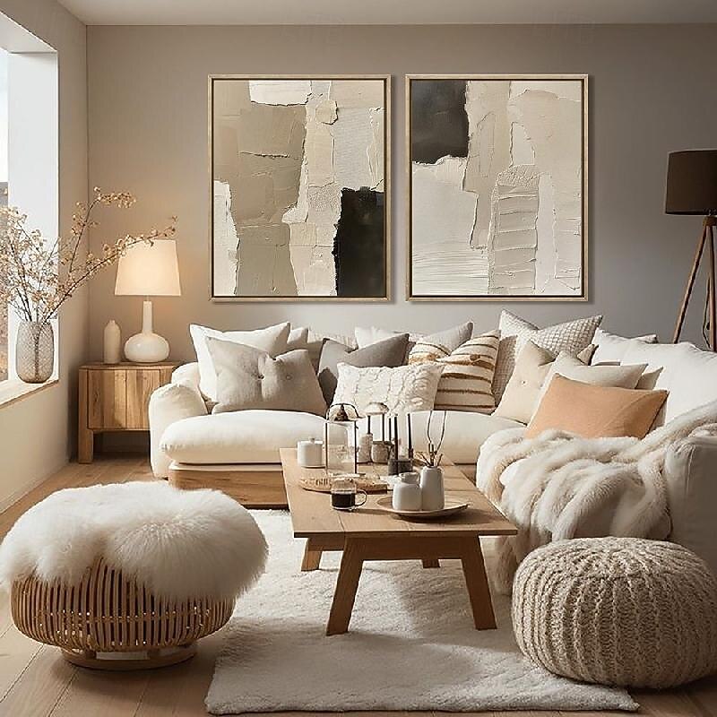 Large Brown Abstract Canvas Paintings handmade Beige Wall Art Black Abstract painting Wall Art Brown Textured painting handmade Wall Art Neutral painting Wall Decor.4