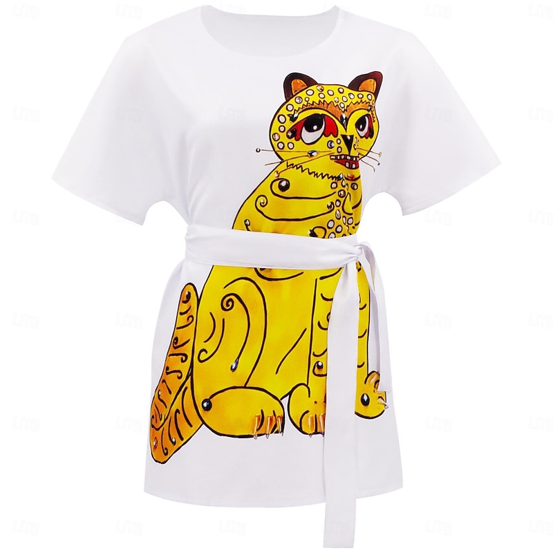 Retro Vintage 1970s Dress T-shirt Abba Costume Fancy Dress Women's Masquerade Dailywear Pride Parade Pride Month Adults T-shirt Waist Belt4