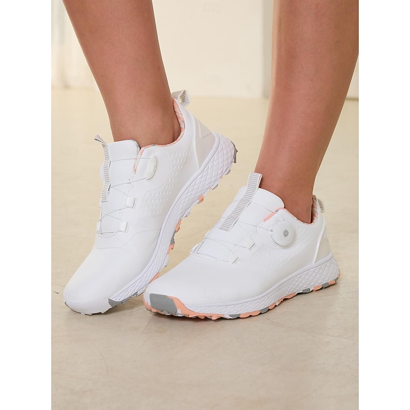 Women White Pink Adjustable Golf Shoes