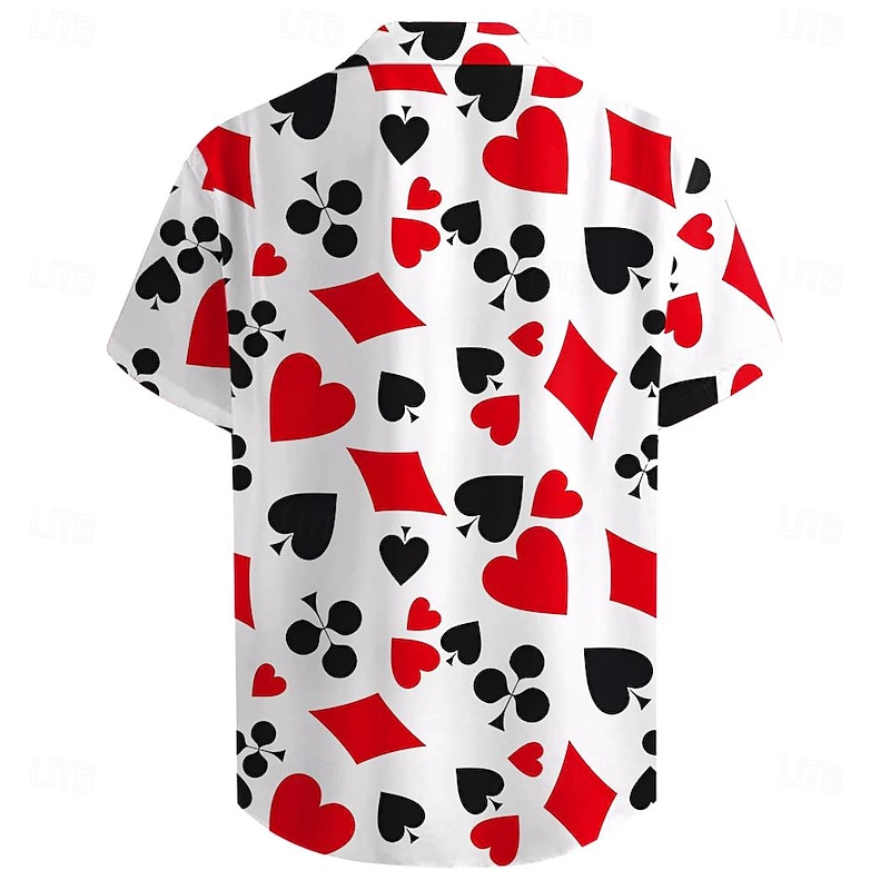 Men's Geometric Pattern Poker Shirt Button Up Shirt Short Sleeve Fashion Designer Casual Daily Holiday Beach Spring & Summer Turndown Print Button-Down Blue-Green Red3