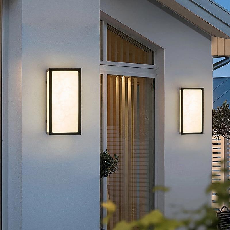 LED Outdoor Wall Lights 3-Color Light Waterproof 10/25cm Mounted Lamps Black Shell Patio Fence Cubic Warm Lighting Landscape Lamp for Outdoor Corridor Garden 110-240V3