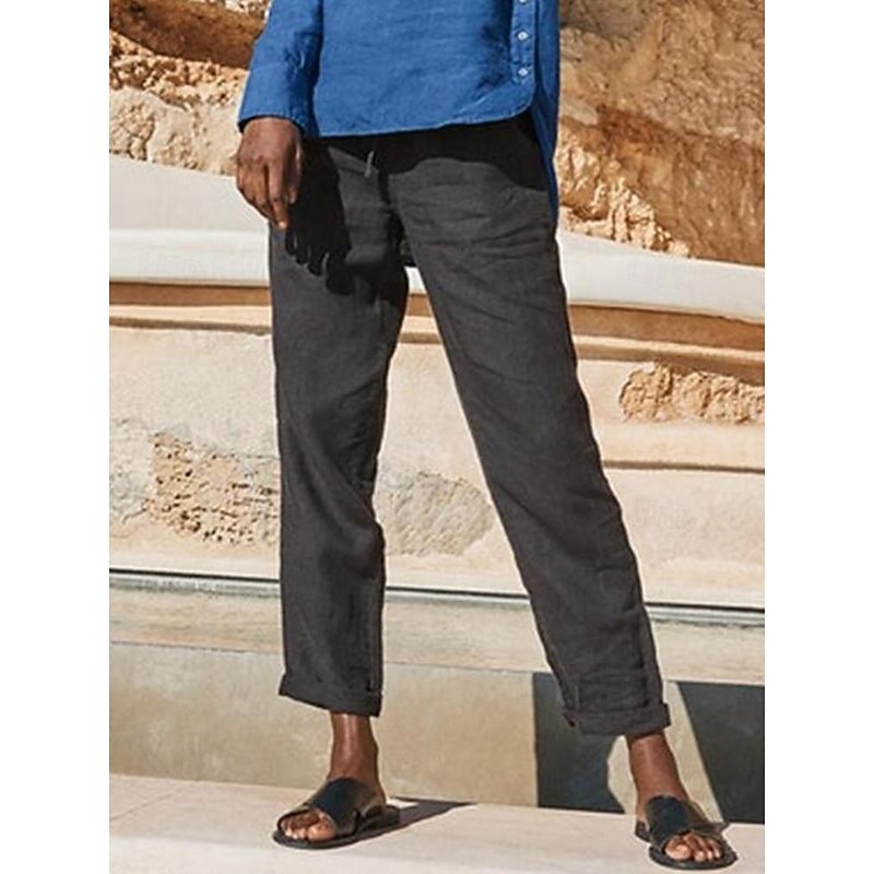 Women's Capri shorts Casual Daily Long Plain Drawstring Side Pockets Breathability Comfortable Inelastic Weekend Black Khaki Gray Spring & Summer Regular Fit4