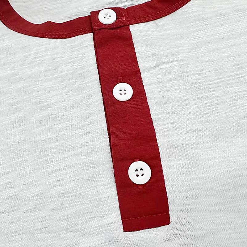 Men's Button T Shirt T Shirt Henley Shirt Tee Short Sleeve Henley Spring & Summer Color Block Coconut Tree Fashion Designer Basic Patchwork Vacation Street Going out Black Red Blue Top Tee for Men2