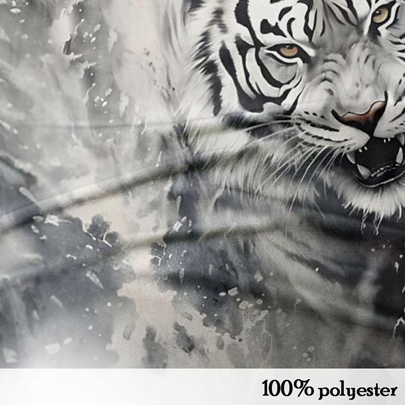 Men's Tiger Polo Shirts Golf Shirt Short Sleeve Polo Shirts Collared Shirts Funny Streetwear Vacation Wear Party Outfits Buttons 3D Print Spring & Summer Gray3