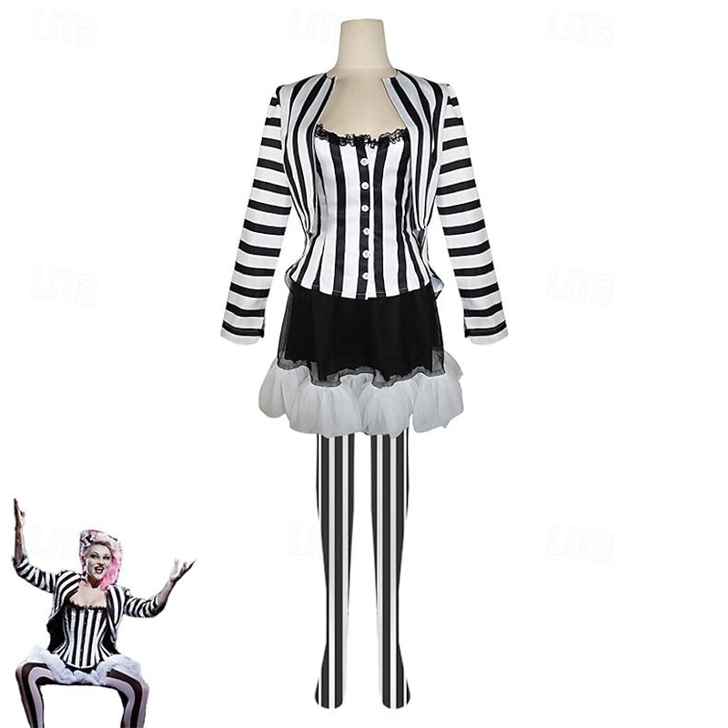 Couples Beetlejuice Beetlejuice Cosplay Costume Outfits Men's Women's Movie Cosplay Cosplay Costume Party Halloween Carnival Masquerade Event / Party Masquerade2
