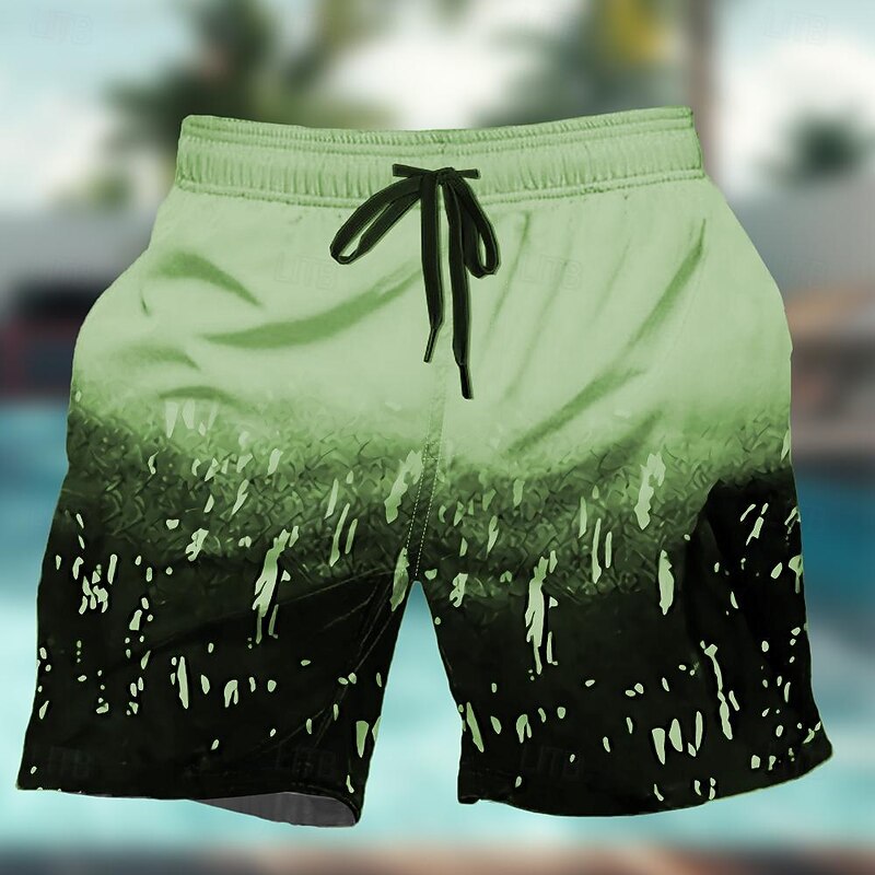 Men's Geometric Pattern Gradient Color Swim Trunks Swim Shorts Board Shorts Mid Waist Fashion Streetwear Designer Casual Daily Holiday Pocket Drawstring Elastic Waist Designer Clothing Apparel4