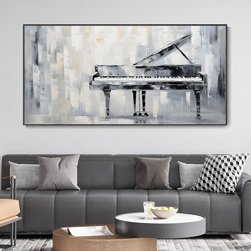 Large Original Piano Oil Painting Abstract High Quality Grey Wall Art Contemporary Artwork Modern Texture Living Room Deco Customizable Gift2