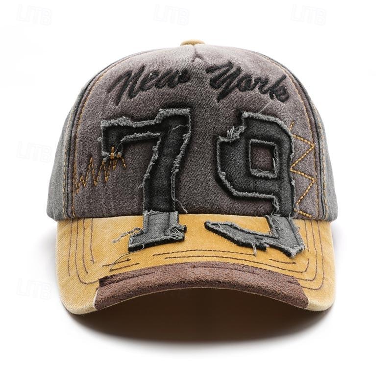 Men's Baseball Cap Sun Hat Trucker Hat Black Yellow Cotton Patchwork Embroidered Fashion Casual Street Daily Color Block Letter Adjustable Sunscreen Breathable3