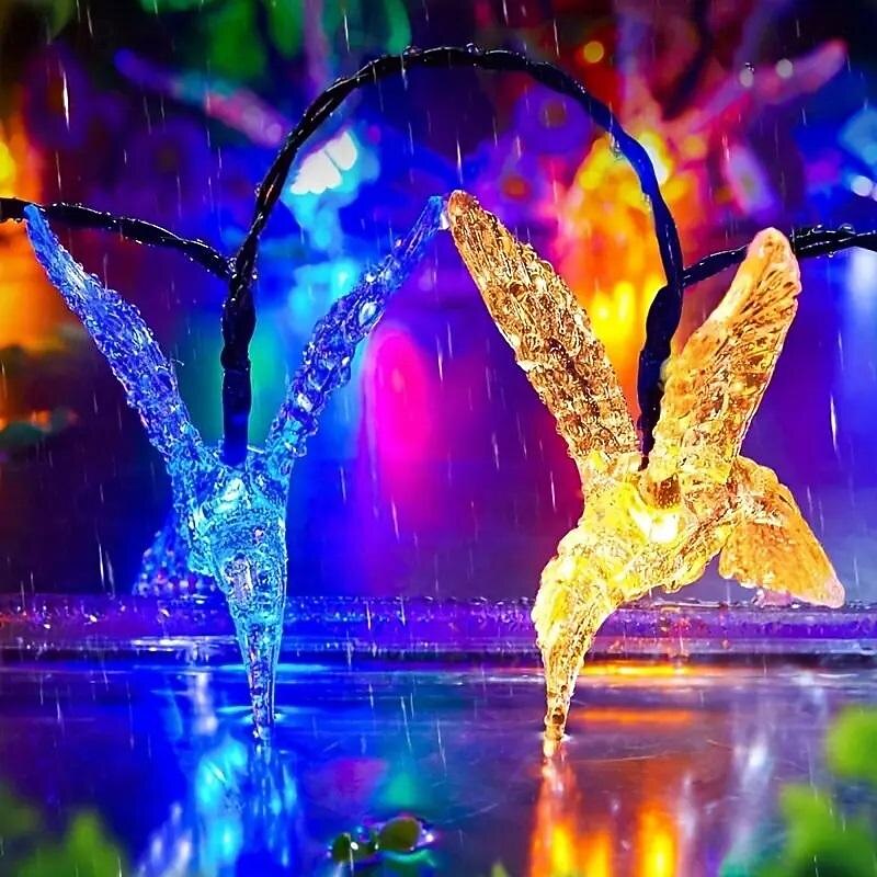 Solar Bird Shaped Fairy String Lights 5m 20LEDs Outdoor Waterproof Garden Lights Wedding Holiday Party Outdoor Balcony Decoration4