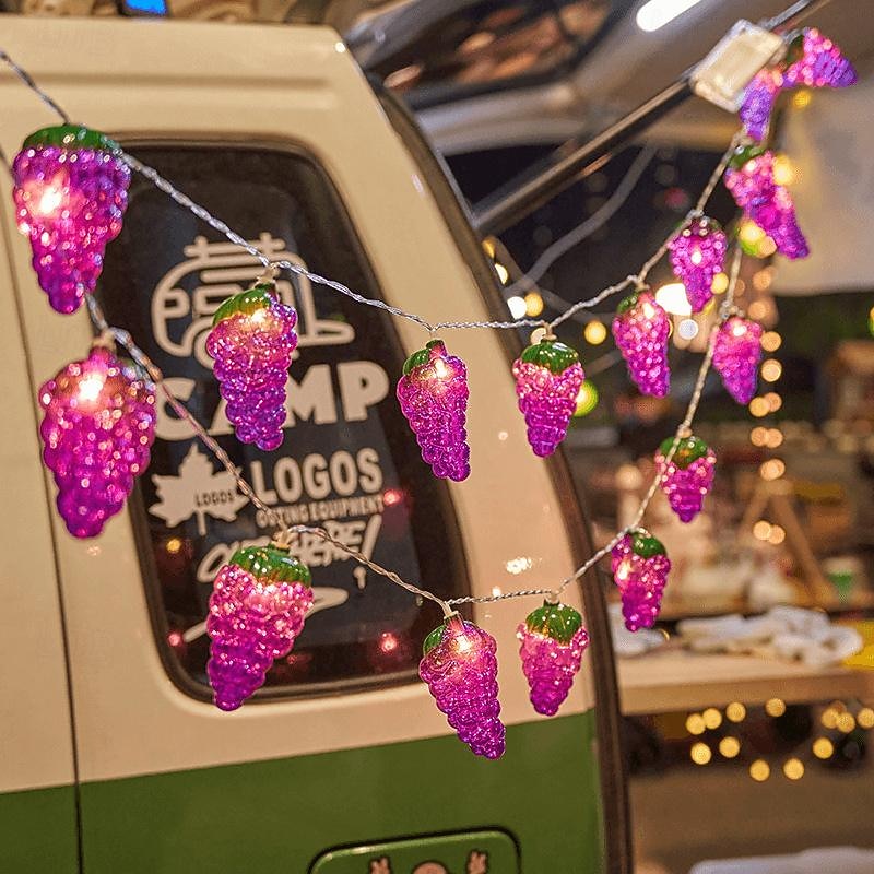 Summer Fruit Shaped LED String Lights 1.5m 10LEDs 3M 20LEDs Hawaiian Garden lights Battery Powered Tropical Waterproof Flamingo Coconut Tree Pineapple Lights for Home Outdoor Indoor Party Decoration2