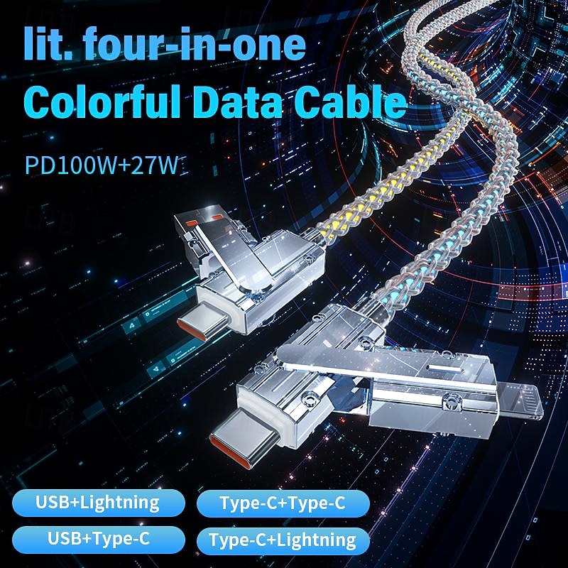 Digital Display Data Cable Typec 4-in-1 Silicone PD Fast Charging Cable a Drag 4 USB Android Phone Charging Cable2