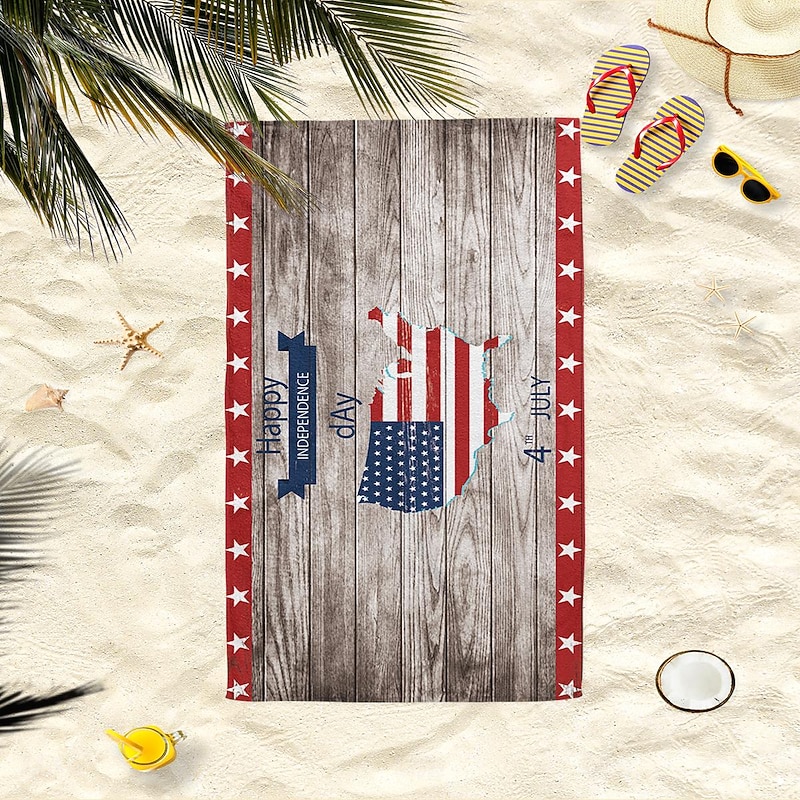 Independence Day Flag Beach Towel 100% Micro Fiber Oversized Soft and Quick-drying Bathroom Towel Super Absorbent Towel Lightweight Travel Towel Suitable for Outdoor Hiking Backpacking3