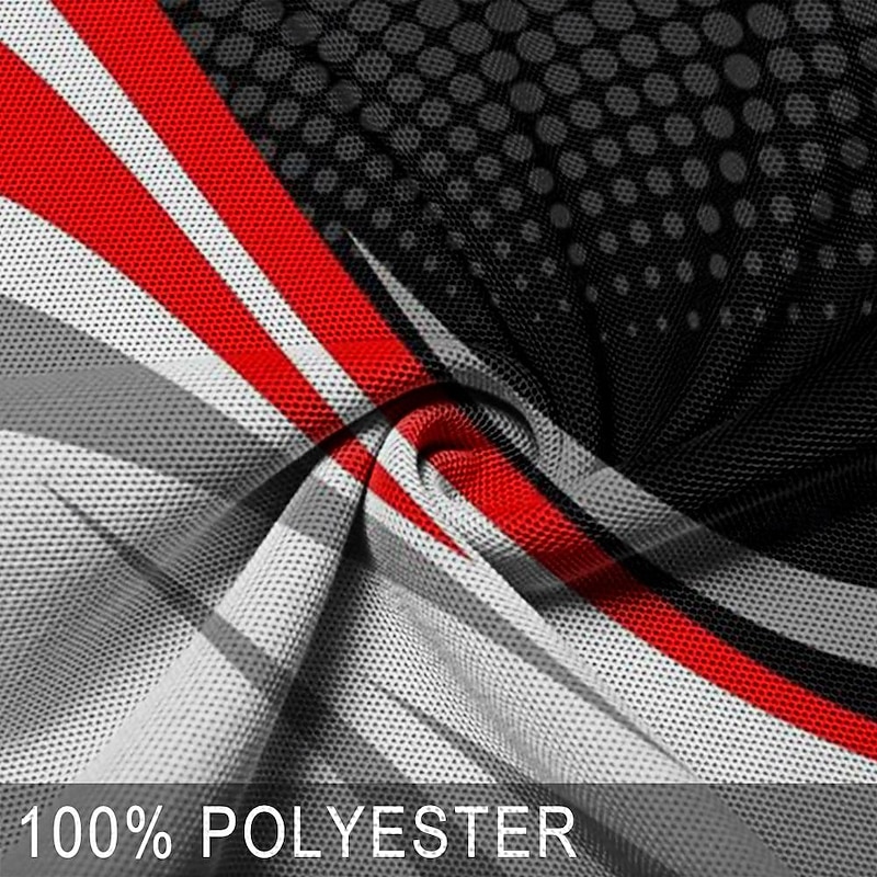 Men's Striped Sports Polo Shirts Golf Shirt Short Sleeve Polo Shirts Collared Shirts Casual Sportswear Vacation Wear 3D Print Buttons Spring & Summer Red2