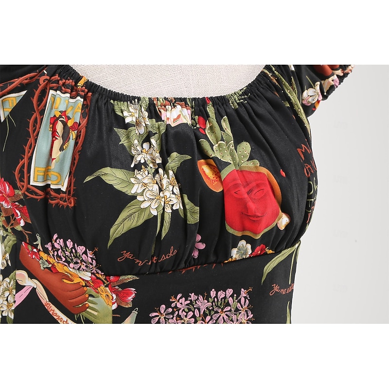 Retro Vintage 1950s Blouse / Shirt Off Shoulder Flower / Floral Fancy Dress Women's Masquerade Casual Daily Bachelorette Party Adults' Top3