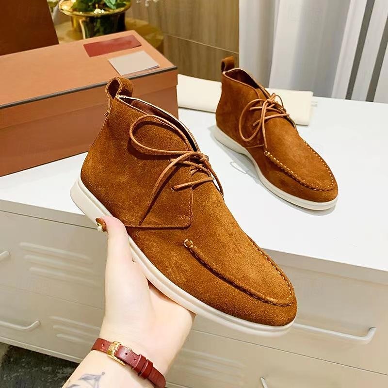 Men's Beige Faux Suede Chukka Boots with Lace-Up Design – Casual Lightweight Ankle Boots for Everyday Wear4