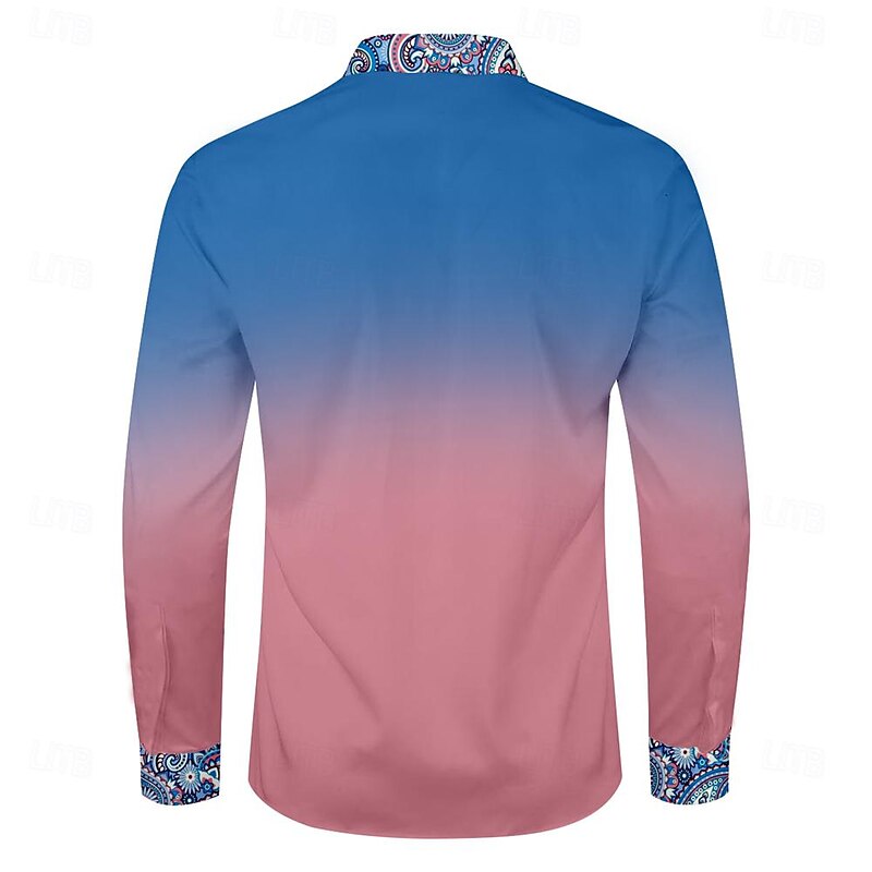 Men's Dress Shirt Printed Shirts Formal Black Pink Blue Long Sleeve Turndown Fall Winter Clothing Apparel Buttons4