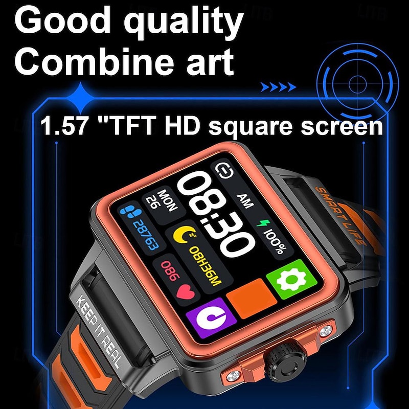 696 S666 Smart Watch 1.57 inch Smartwatch Fitness Running Watch Bluetooth Pedometer Call Reminder Sleep Tracker Compatible with Android iOS Women Men Hands-Free Calls Message Reminder IP 67 43mm2