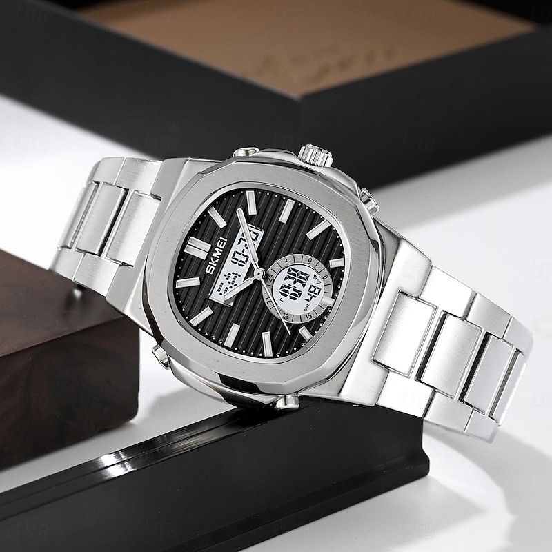 SKMEI Men Digital Watch Outdoor Sports Fashion Casual Luminous Stopwatch Alarm Clock Countdown Steel Watch4