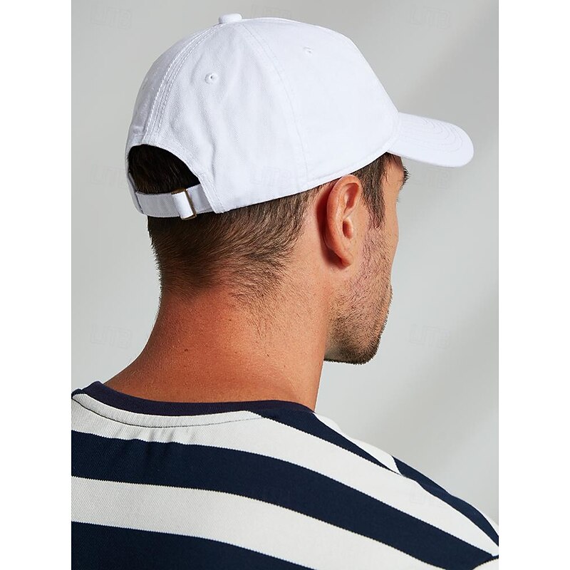 Men's Cotton Baseball Cap - Classic Adjustable White Hat for Casual Wear4
