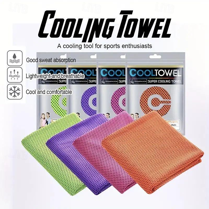 4pcs Cooling Towels (35.4 * 11.8 Inches), Soft Breathable Sports Towel For Outdoor, Gym, Yoga, Exercise, Camping, Fitness, Running