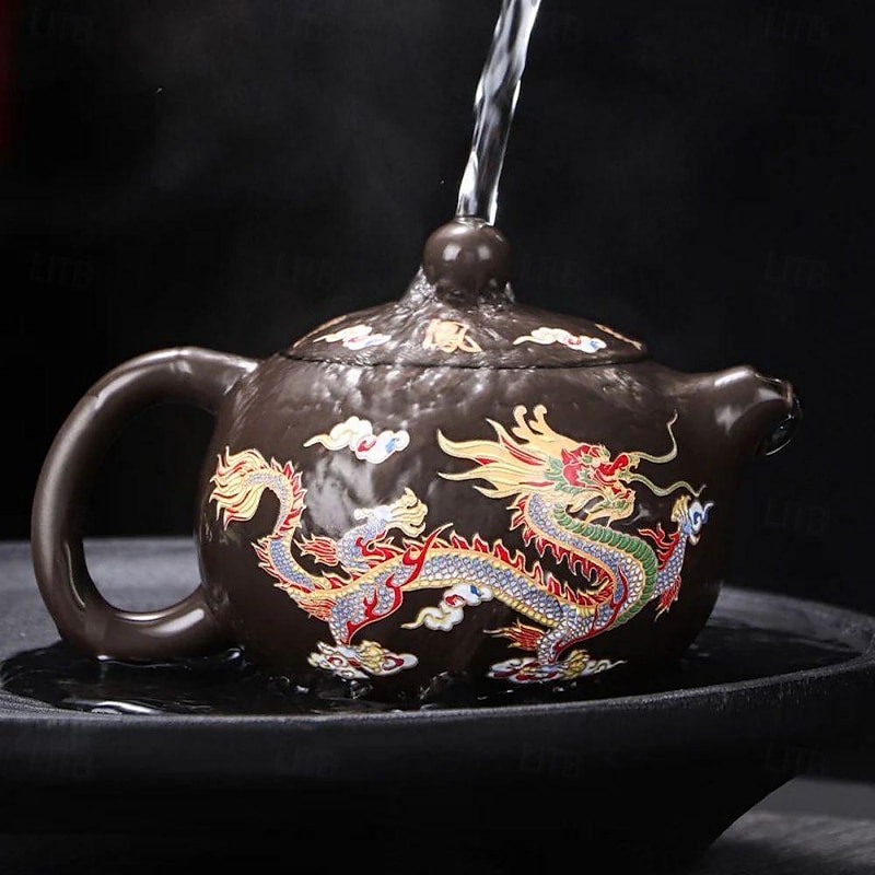 Color-Changing Teapot Set Dragon & Phoenix Zisha Chinese Loong Gift - Heat Sensitive Kung Fu Tea Set with Teapot and Cups, Business Gift4