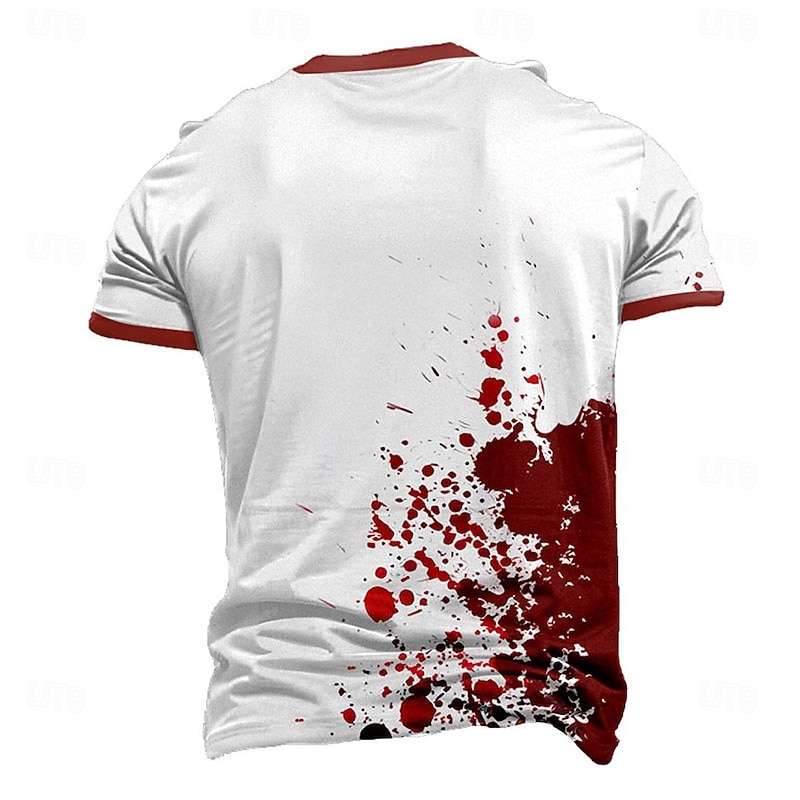 Men's Blood Splatter Blood stains T Shirt Short Sleeve T shirt 3D Print Crew Neck Shirt Designer Steampunk Carnival Party Street Red Blue Green Summer Spring Clothing Apparel S M L XL XXL XXXL2