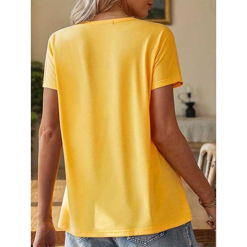 Women's T Shirt Bees Stylish Casual Short Sleeve Crew Neck Regular Tops Daily Print Yellow Pink Blue Green Summer2