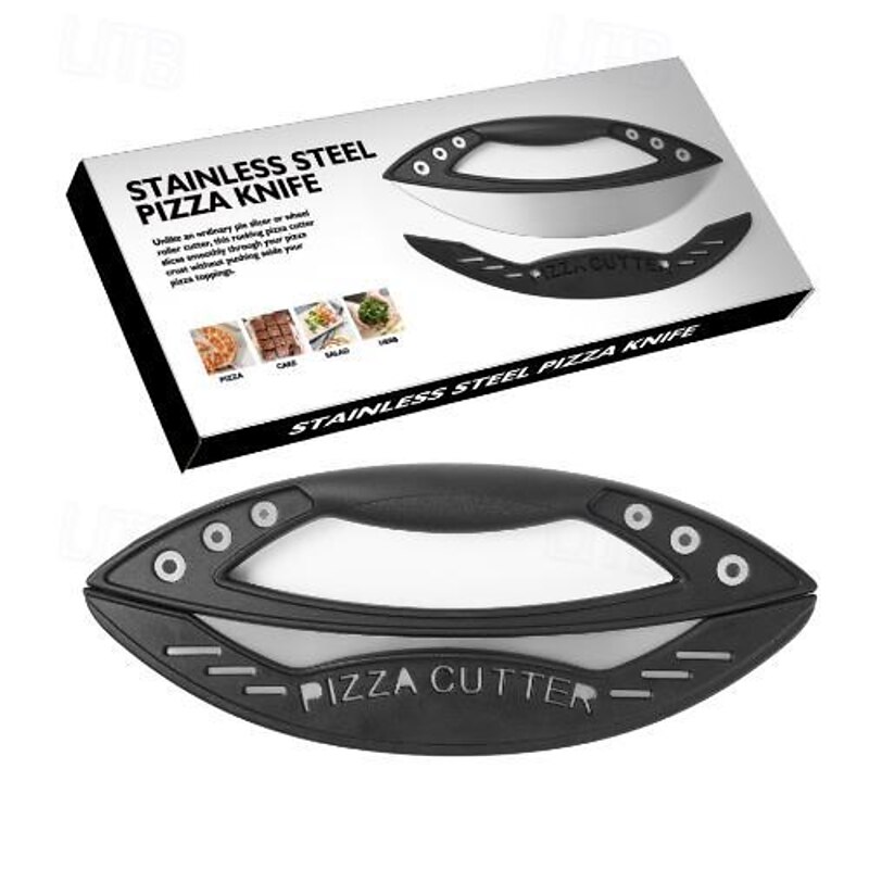 Stainless Steel Pizza Cutter, Semi-Circular Ring Pizza Slicer, Large Multi-Function Cutting Knife for Herbs, Baking Tool4