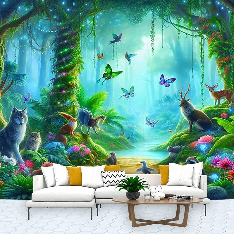 Fantasy Magic Tree House Hanging Tapestry Wall Art Large Tapestry Mural Decor Photograph Backdrop Blanket Curtain Home Bedroom Living Room Decoration3