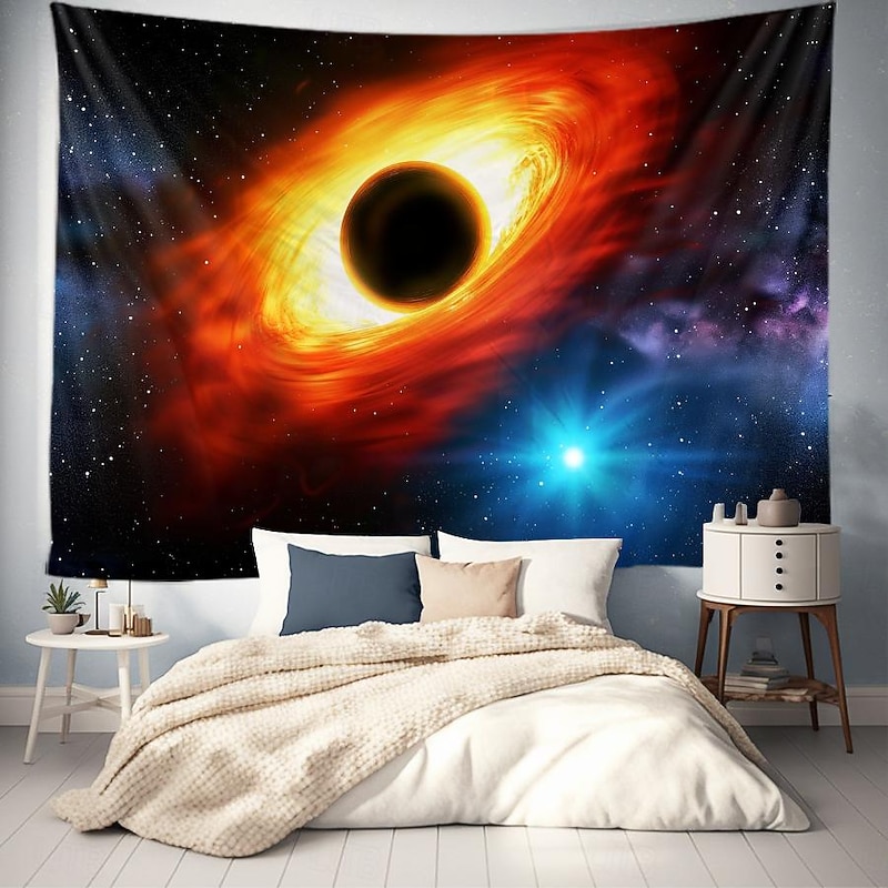 Blacklight Tapestry UV Reactive Glow in the Dark Glow Party Neon Universe Sky Trippy Misty Nature Landscape Hanging Tapestry Wall Art Mural for Living Room Bedroom2