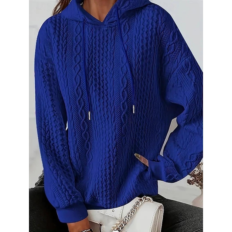 Women's Hoodie Sweatshirt Pullover Casual Plain Casual Hooded Long Sleeve Black White Red Blue Fall & Winter