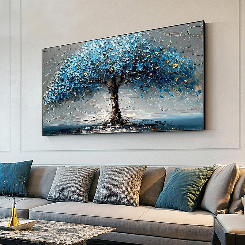 Handmade Original Tree of Life Oil Painting On Canvas Wall Abstract Tree Landscape Painting for Home Decor With Stretched Frame/Without Inner Frame Painting4