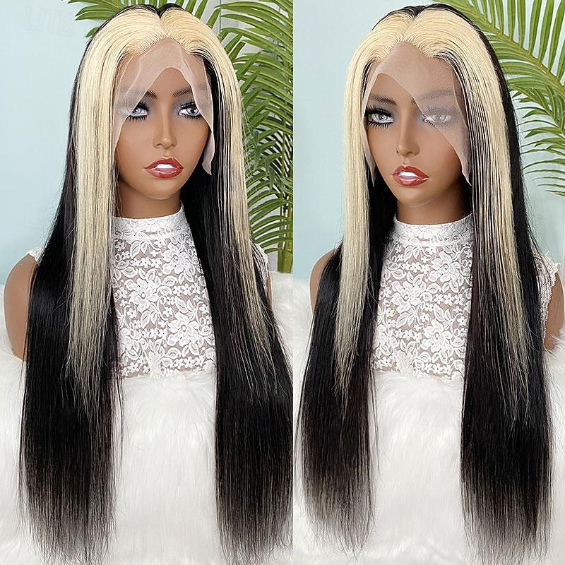 1B/613# Highlights Dyeing Color Human Hair 13x4 Lace Front Wig Straight Hair 150%% Density For Black Women3