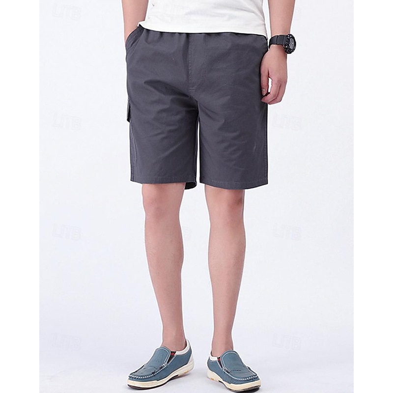 Men's Tactical Shorts Cargo Shorts Shorts Drawstring Elastic Waist Multi Pocket Plain Wearable Knee Length Outdoor Daily Camping & Hiking Fashion Classic Black Army Green2