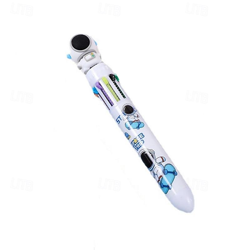 4pcs Student Astronaut 10-color Ballpoint Pen Student Notebook 10-color Pen Creative Astronaut Press Multicolor Pen3