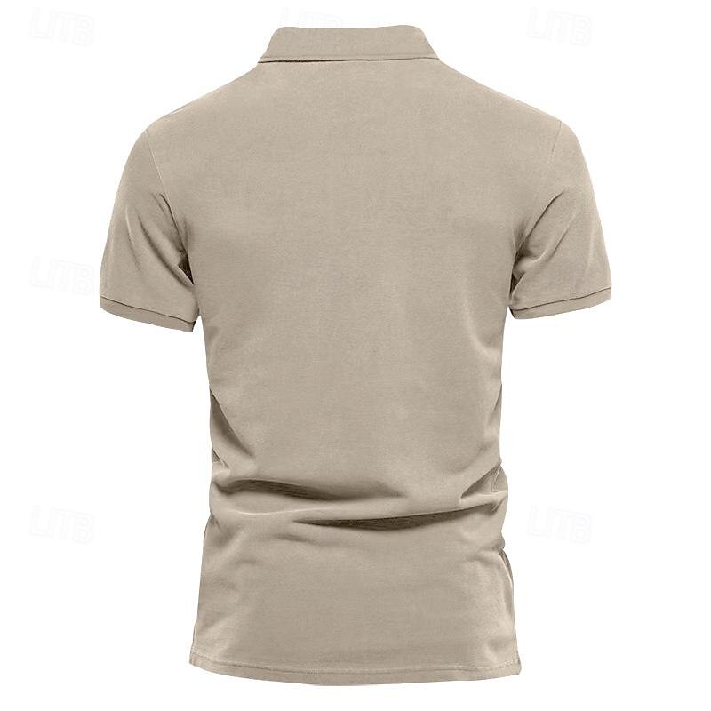 Men's Golf Shirt Golf Polo Work Casual Lapel Short Sleeve Basic Modern Plain Button Spring & Summer Regular Fit Black Army Green Blue Brown Khaki Dark Gray Golf Shirt4