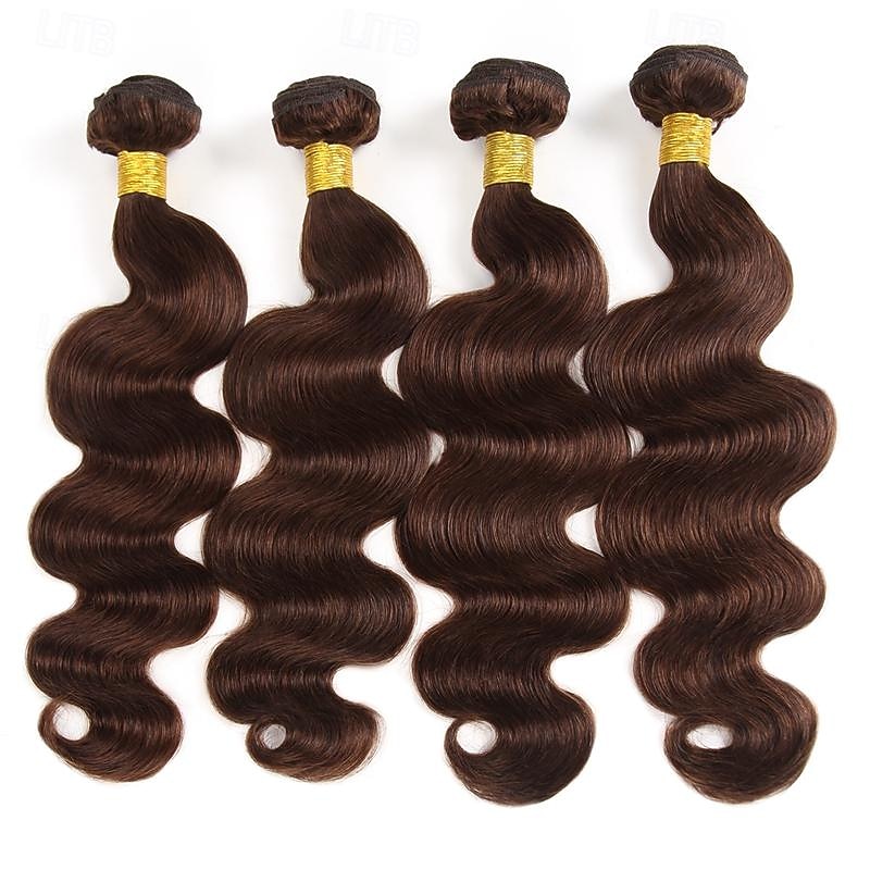 2# Body wave Human Hair Bundles Brazilian Brown Hair Weaving Bundles Brown Hair Extension Remy Chocolate Bone Human Hair 3PCS3