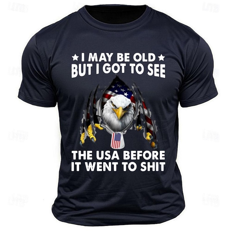 Veterans Day Men's Patriot Patriotic Veteran Letter Quotes & Sayings Eagle T shirt Tee Top Short Sleeve T shirt Crew Neck Shirt Sports Classic Casual Street Sports Outdoor Light Blue Black White4
