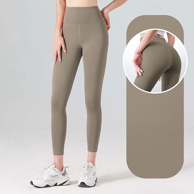 Women's Gym Leggings Joggers Leggings Basic Lightweight High Waist Pilates Gym Workout Running Pants Solid Color Light Brown Black White Fall Winter Sports Activewear Micro-elastic Skinny